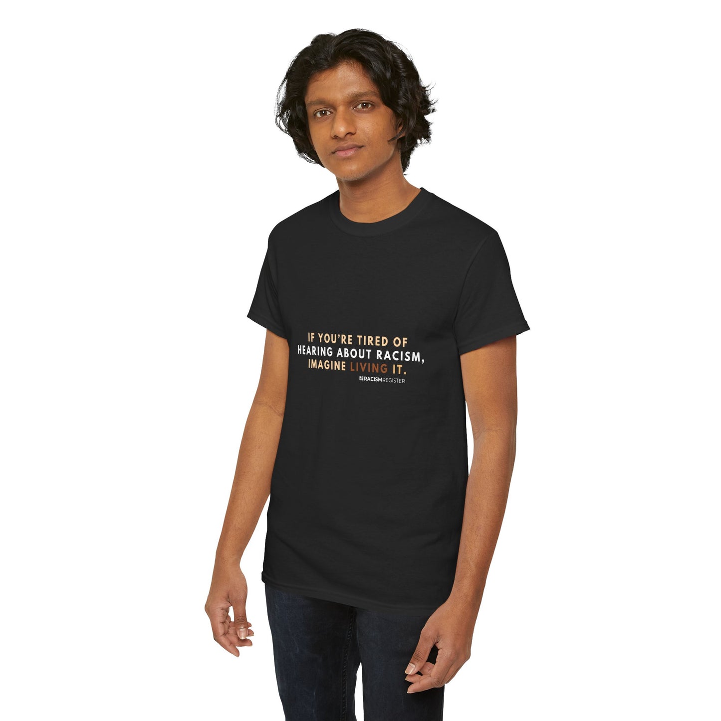Unisex Heavy Cotton Tee - 'Living It' Statement Shirt for Awareness